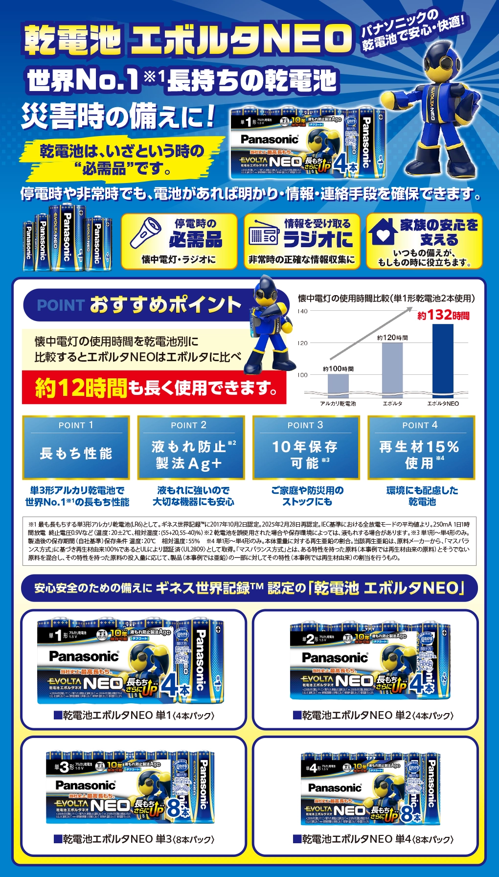 乾電池エボルタ　乾電池　災害時の備え　パナソニック